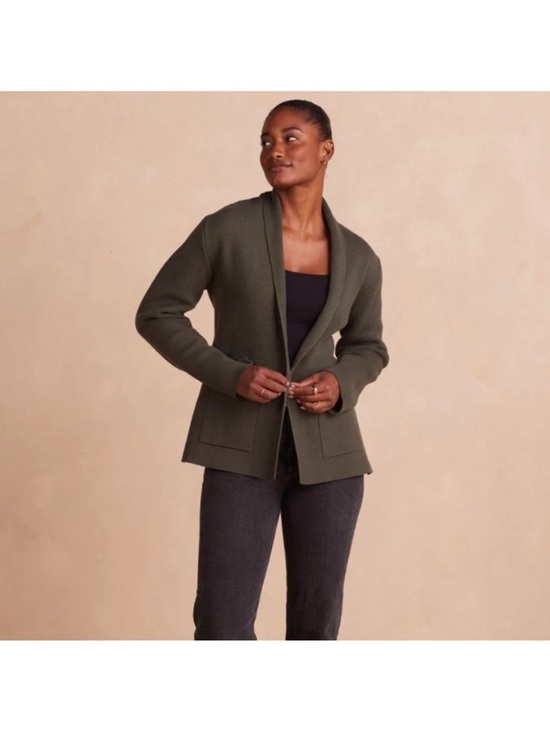 summersalt Jackets & Blazers - Summersalt Olive‎ Green Knit Single Buttoned blazer jacket organic cotton XL